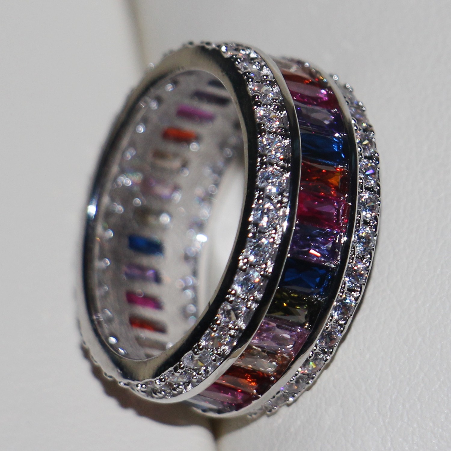 Victoria Wieck Luxury Jewelry Princess 925 Sterling Silver Gemstones Multi Stone Simulated Diamond Wedding Party Finger Band Ring Size 5-11