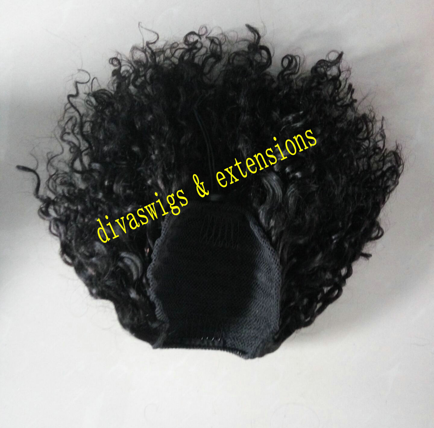 Natural brown hair puff afro kinky curly drawstring ponytail for black women afro ponytail hair extension
