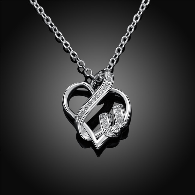 New arrival women's heart shape Pendant Necklace white gemstone sterling silver plated necklace STSN715,hot sale fashion 925 silver necklace