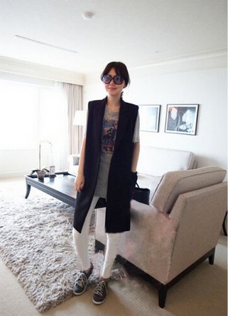 Wholesale-Hot sale new Korean female vest in the long loose solid plus size XXXL women vests 7172