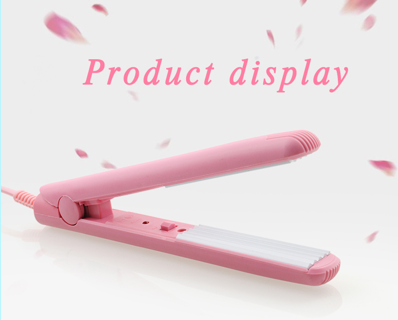 Mini Iron Pink Ceramic Straightening Corrugate Curling Styling Tools Hair Curler With