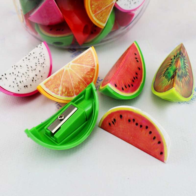 Creative 20pcs/lot Cute Fruit Cartoon Kids Pencil Sharpener for Pencils School Office Stationery Christmas Kid Gift Prize