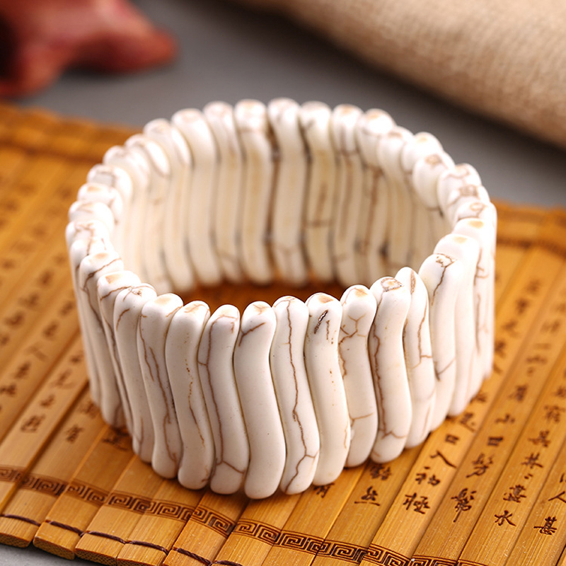 New Design Women White Turquoises Stone Bracelets Trendy Boho Vintage Howlite Bracelet Fashion Jewelry Gift for Girls Bangle
New Design Women White Turquoises Stone Bracelets Trendy Boho Vintage Howlite Bracelet Fashion Jewelry Gift for Girls Bangle