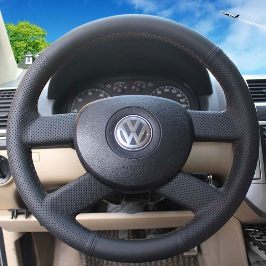 Steering wheel cover Case for Volkswagen old models VW old POLO Genuine leather DIY Hand sewing wheel cover Car styling