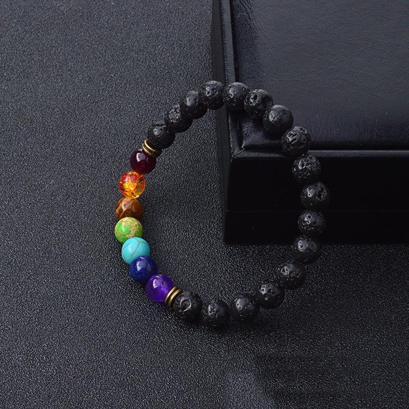 Hot Lava Rock Beaded Bracelets Fashion Natural Stone Charm Jewelry Punk 7 Color Stone Cuffs Bangles Turquoise Bracelet