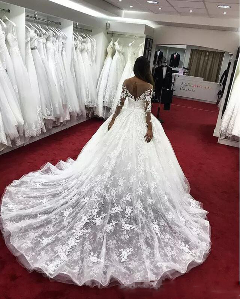 Vestido de Noiva Full Lace Wedding Dresses 2017 Sheer Neck Long Sleeves Bridal Gowns Lace Appliqued Wedding Gowns Court Train, Ivory
Vestido de Noiva Full Lace Wedding Dresses 2017 Sheer Neck Long Sleeves Bridal Gowns Lace Appliqued Wedding Gowns Court Train, Ivory