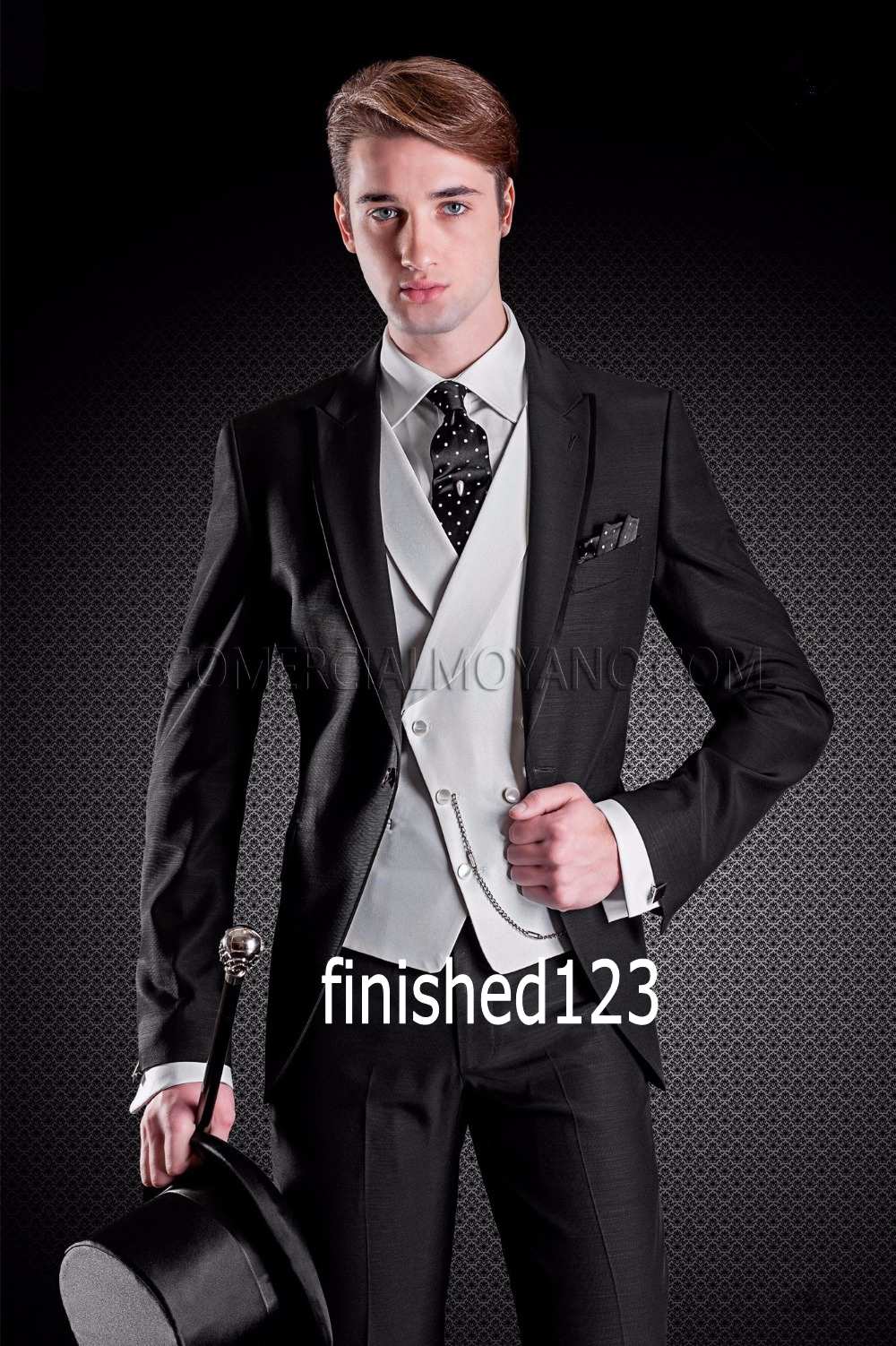 Classic Style One Button Black Groom Tuxedos Peak Lapel Groomsmen Best Man Blazer Mens Wedding Suits (Jacket+Pants+Vest+Tie) H:626, Same as image
Classic Style One Button Black Groom Tuxedos Peak Lapel Groomsmen Best Man Blazer Mens Wedding Suits (Jacket+Pants+Vest+Tie) H:626, Same as image