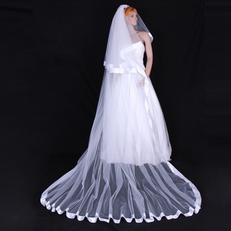 New Soft Tulle Romantic Two Layer Ribbon Edge With Comb Lvory White Wedding Veil Cathedral Bridal Veils Three Metres Long
New Soft Tulle Romantic Two Layer Ribbon Edge With Comb Lvory White Wedding Veil Cathedral Bridal Veils Three Metres Long