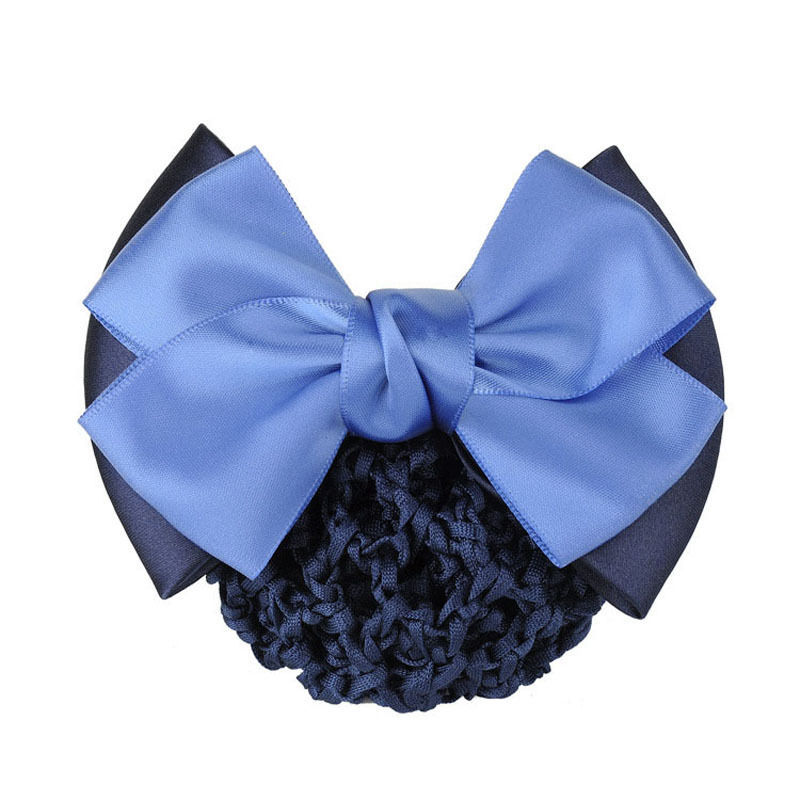 Lady Satin Bow Rhinestone Barrette Hair Clip Cover Net Bun Snood Bowknot Sweet #R48
