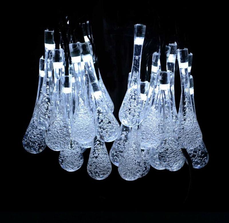 Solar Power led string light Crystal Water Drop Fairy String Light 19.7ft 30LED 3 Modes Solar Light for Party weding Christmas Decoration