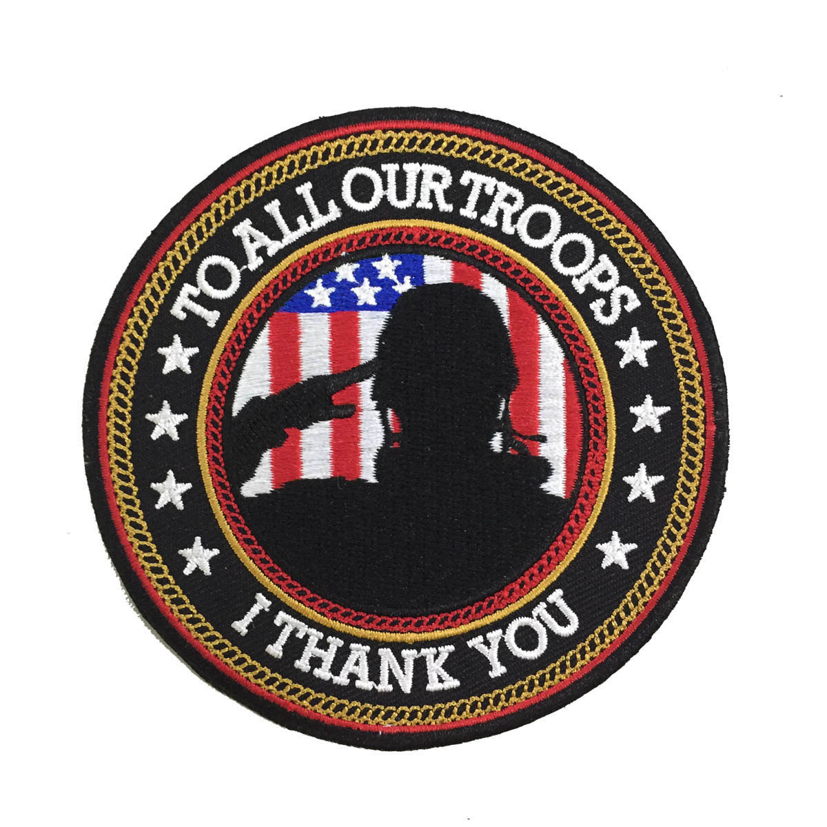 I Thank You To All Our Troops Round Patch 3.75x3.75 Applique Clothing Embroidery Patch Fabric Sticker Sewing Clothing patches, Black
I Thank You To All Our Troops Round Patch 3.75x3.75 Applique Clothing Embroidery Patch Fabric Sticker Sewing Clothing patches, Black