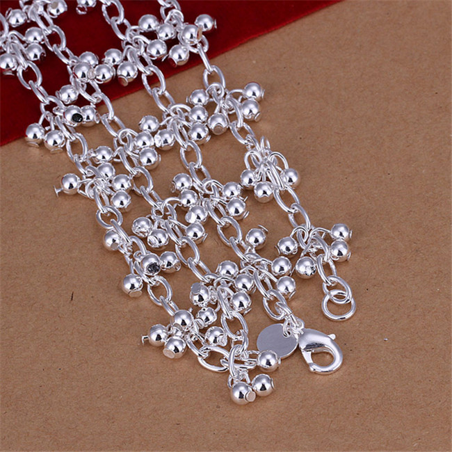 High grade Light bead necklaces hanging grapes sterling silver plate necklace STSN156,fashion 925 silver Chains necklace factory direct sale
