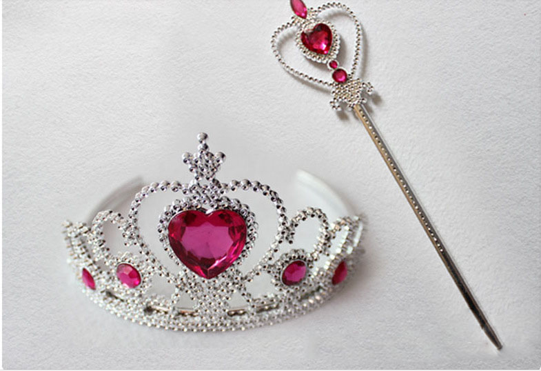 6 colors Princess Headwear Crown+Magic wand 2pcs/set Party Cosplay Princess Hair accessories C1600