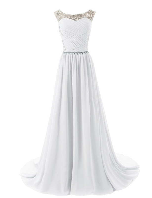 new stock sexy colorful long scoop chiffon formal prom dresses beads pleats floorlength evening party gowns