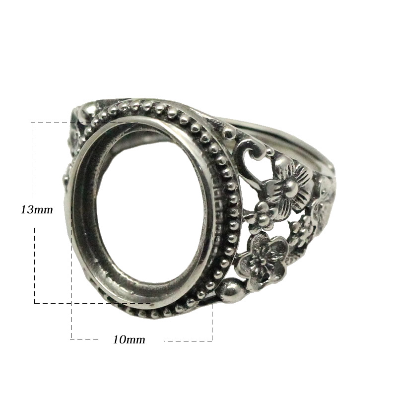 Beadsnice Thailand Silver Rings DIY Ring Setting Antique Style Filigree Ring Base for Oval Stones Sterling Silver Rings wholesale ID 34080