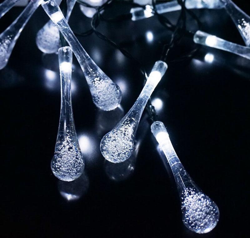 Solar Power led string light Crystal Water Drop Fairy String Light 19.7ft 30LED 3 Modes Solar Light for Party weding Christmas Decoration