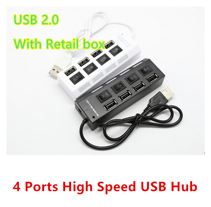 480mbps High Speed Mini USB Hub Socket Style 4 Ports Multi Charger Hub USB 2.0 On/Off Adapter Switches For PC Laptop
