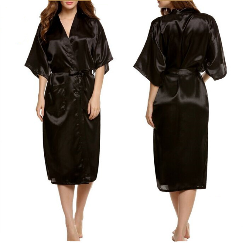 Wholesale-Mens Womens Plus Size Long Satin Bath Robe Sexy Kimono Silk Bathrobe Men Peignoir Homme Dressing Gown for Men Summer Robes