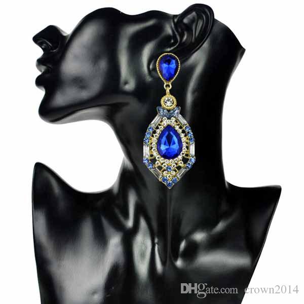 Wedding Accessories Fashion Rhinestone Jewelry Diamond Bridal Earrings In Stock Green Blue wedding Jewellery Sets Earring