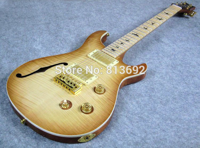Electric Guitar, NaturalBurst,F hole, High Quality Guitar, PS08 от DHgate WW