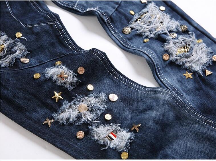 Hot Sale Mens Jeans 2016 New Ripped Elatic Jeans Fashion Designer Biker Jeans Casual Men Clothes Skinny Jeans Slim Fit