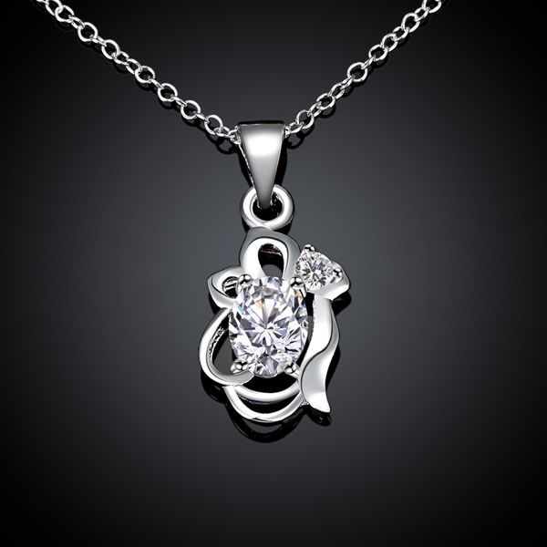 Hot sale fashion flower shape 925 silver Pendant Necklaces STPN067B, best gift white gemstone sterling silver jewelry necklace