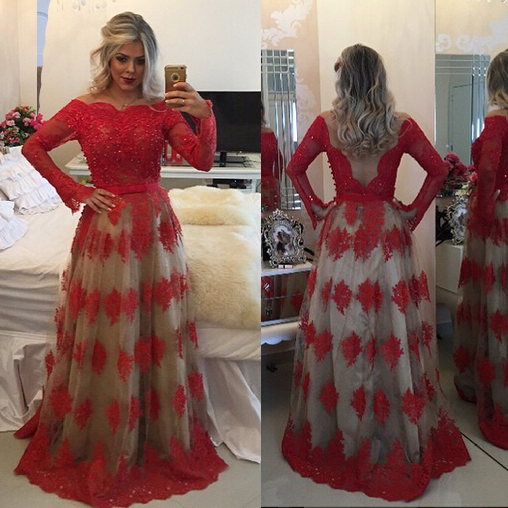 Modern Off-the-shoulder Red Prom Dress Lace Long Sleeve Applique Lace Floor Length Evening Dress vestidos de festas curto, Chocolate
Modern Off-the-shoulder Red Prom Dress Lace Long Sleeve Applique Lace Floor Length Evening Dress vestidos de festas curto, Chocolate