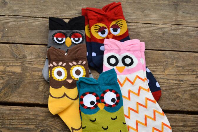 Autumn Winter Fashion Socks New Women Cute Owl Print Socks Casual Women Girls Socks Hot Sale 2016 Drop Shipping HJIA1029