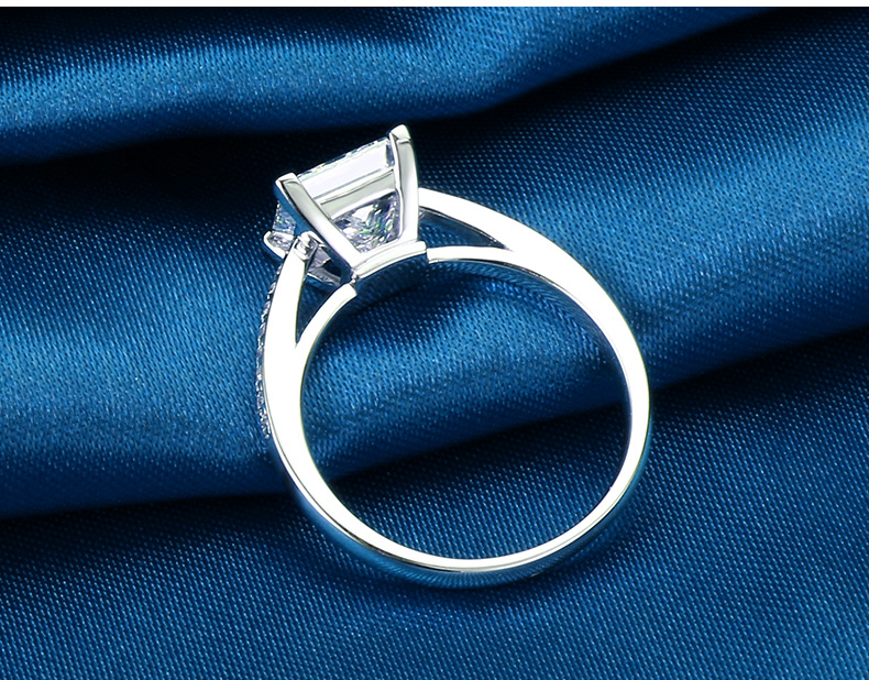 Vecalon Simple Jewelry Princess cut 1ct Simulated dia Cz Sterg Sier Engagement wedding Band ring for women