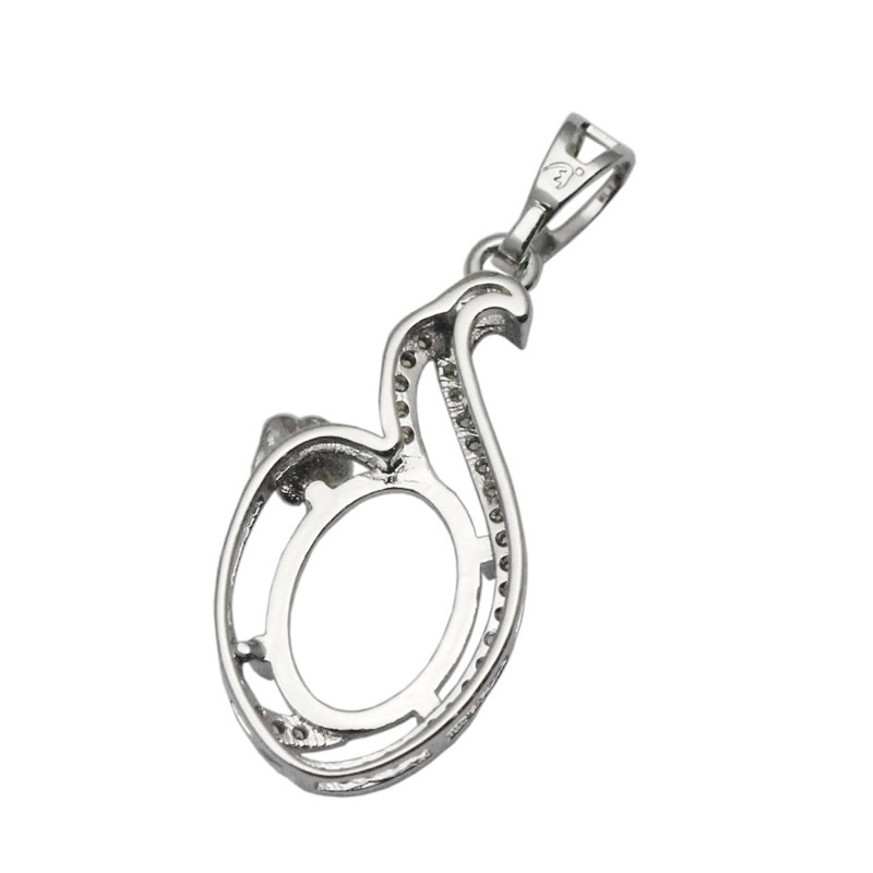 Beadsnice 8x13 mm Oval Cut Vintage Style Semi Mount Silver 925 Dangle Pendant Setting Wedding Pendant Necklace Handmade ID 34063