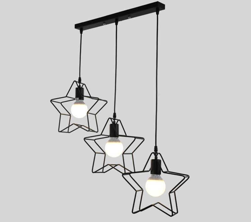 Pendant Light Modern Minimalist Star Mini Cage Vintage Rustic Iron Metal Hanging Lamp for Living Room Kitchen