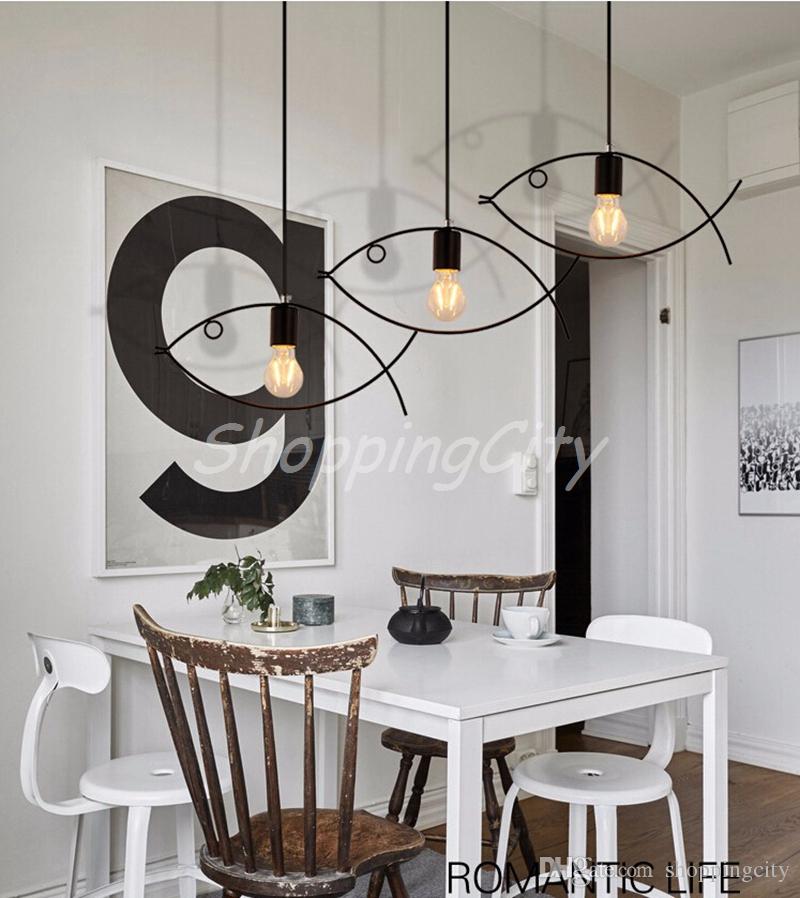 LED Pendant Lights Creative Personality Fish Bar Minimalist Dining Room Nordic Hanging Lamp Droplight Style