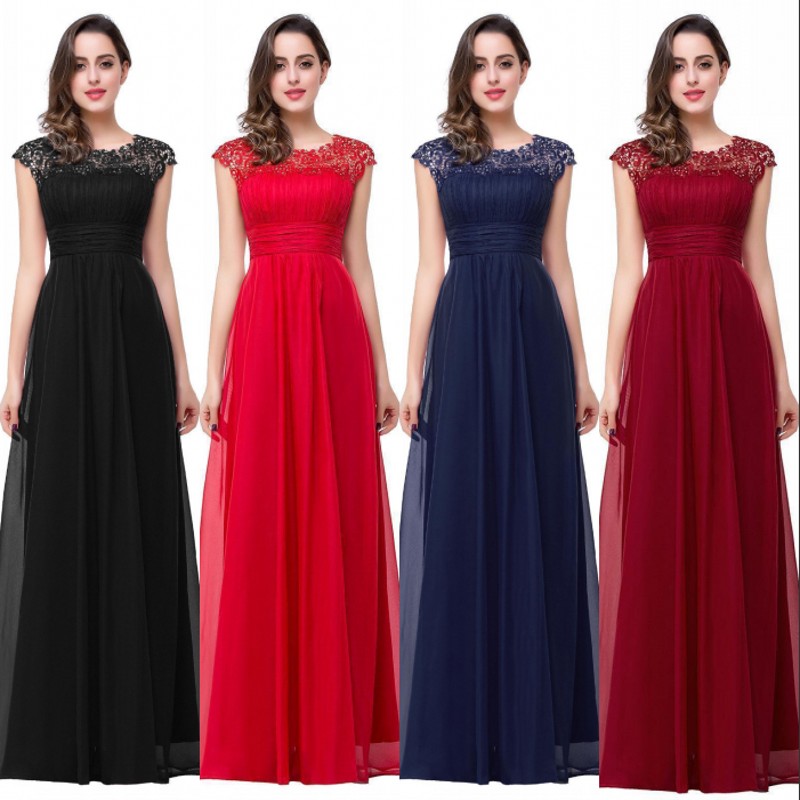 Cheap In Stock Bridesmaid Dresses A Line Cap Sleeves Lace Appliqued Chiffon Long Formal Party Evening Dresses CPS261, Black
Cheap In Stock Bridesmaid Dresses A Line Cap Sleeves Lace Appliqued Chiffon Long Formal Party Evening Dresses CPS261, Black