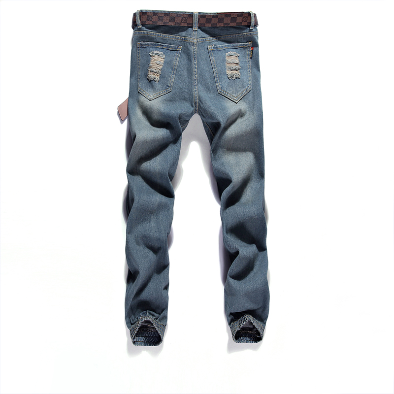 Wholesale-2016 New Arrival Fashion Broken-Hole Skinny Jeans Men Small Straight Hip Hop Ripped Jeans For Men Pantalon Homme Plus Size 28-36