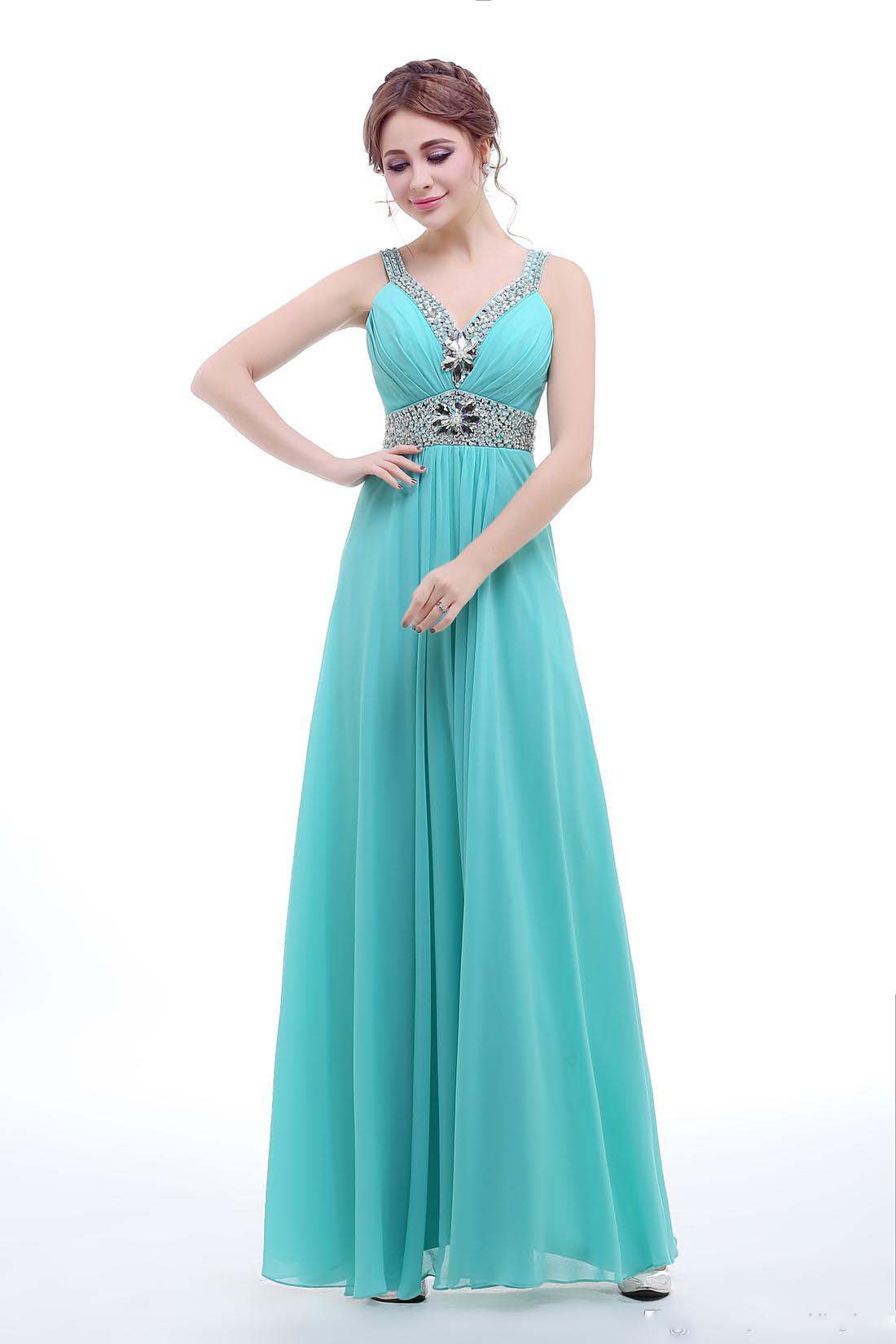 100 Real Picture Plus Size Bridesmaid Dresses Cheap Long V Neck Back With Straps Chiffon Long Maid Of Honor Dress Wear Prom Party