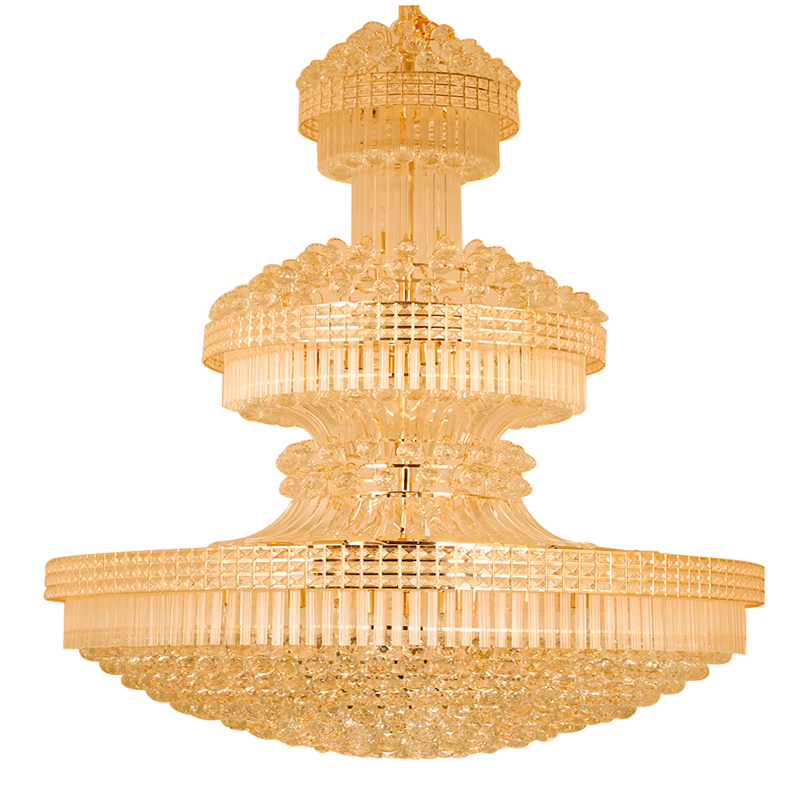 Modern Crystal Chandeliers LED American Gold Chandelier Lighting Fixture 3 White Light Colors Dimmable Long Home Hotel Villa Hanging Lamps