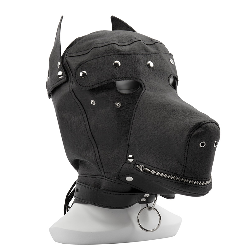 Fetish PU Leather Dog Mask Head Harness Sex Slave Collar Leash Mouth Gag Bondage Hood Blindfold Adult Games Sex Toys for Couples 0701