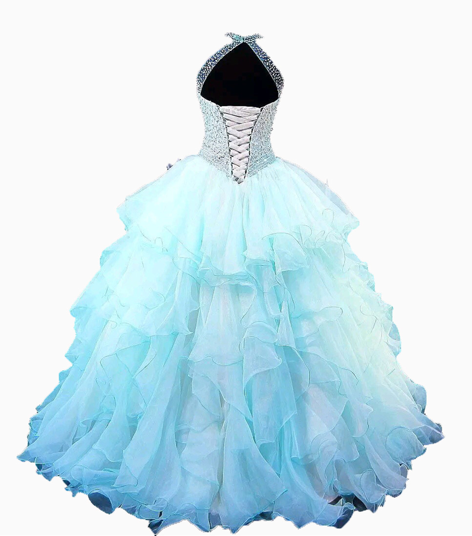 2017 New High Neck Appliques A-Line Quinceanera Dress with Lace Up Plus Size Sweet 16 Dress Debutante Gowns QA509