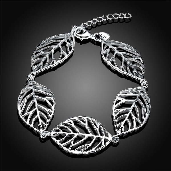 Hot sale christmas gift 925 silver Leaves Bracelet DFMCH386,Brand new fashion 925 sterling silver plate Chain link bracelets high grade