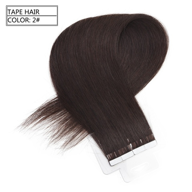 grade 7a pu tape in brazilian human hair extensions straight brown color tape in extensions 40pcs pack remy skin weft hair
