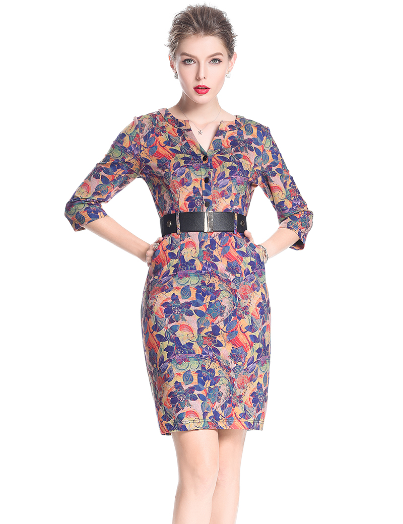 Flower Print Women Sheath Dress With Belt V-Neck OL Office Lady Work Dresses 0917168, As pictures
Flower Print Women Sheath Dress With Belt V-Neck OL Office Lady Work Dresses 0917168, As pictures