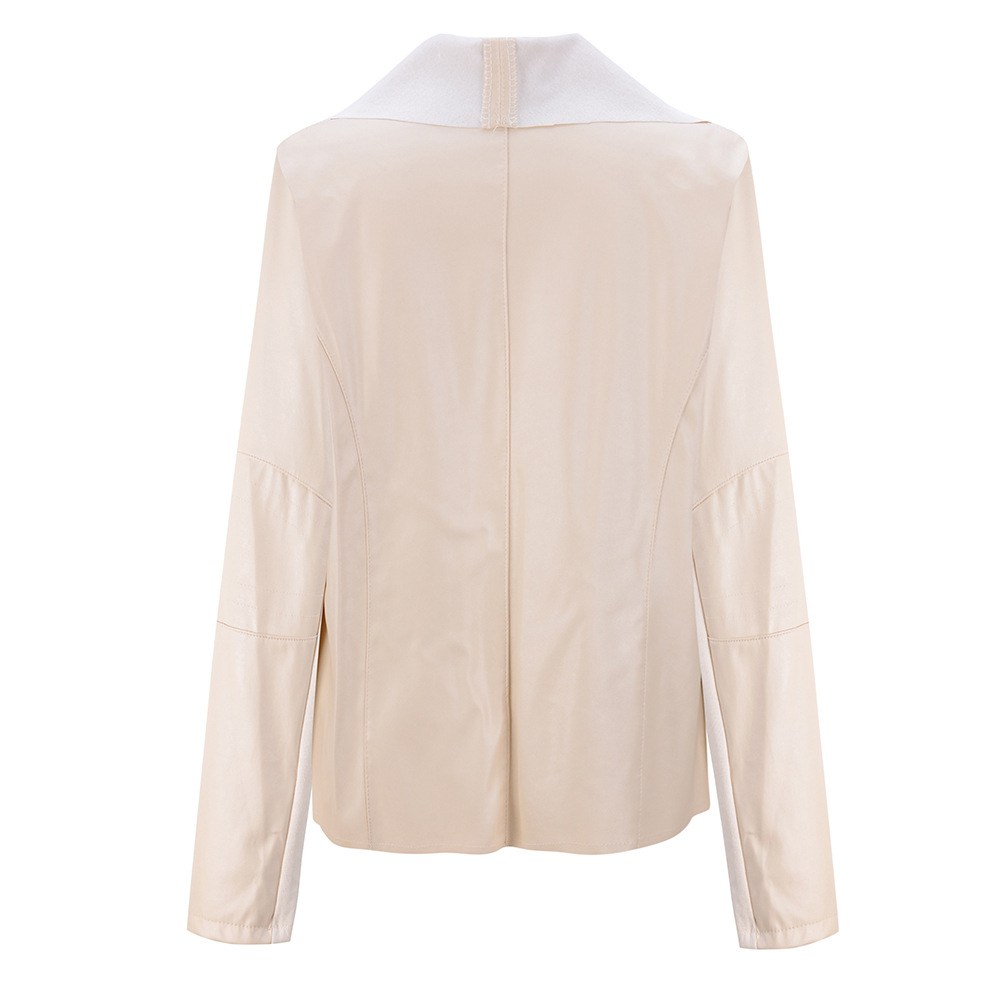 Wholesale-S~4XL Plus Size Brand Womens Leather Jackets And Coats British Style Long Sleeve Casual Women Leather Jacket Coat Overcoat 07749