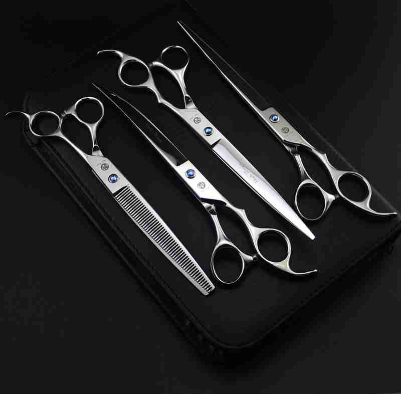 5 colros with leather case purple dragon 4 pcs set 8 inch professional hair scissors hair cutting scissors /Thinning scissors, scissors set