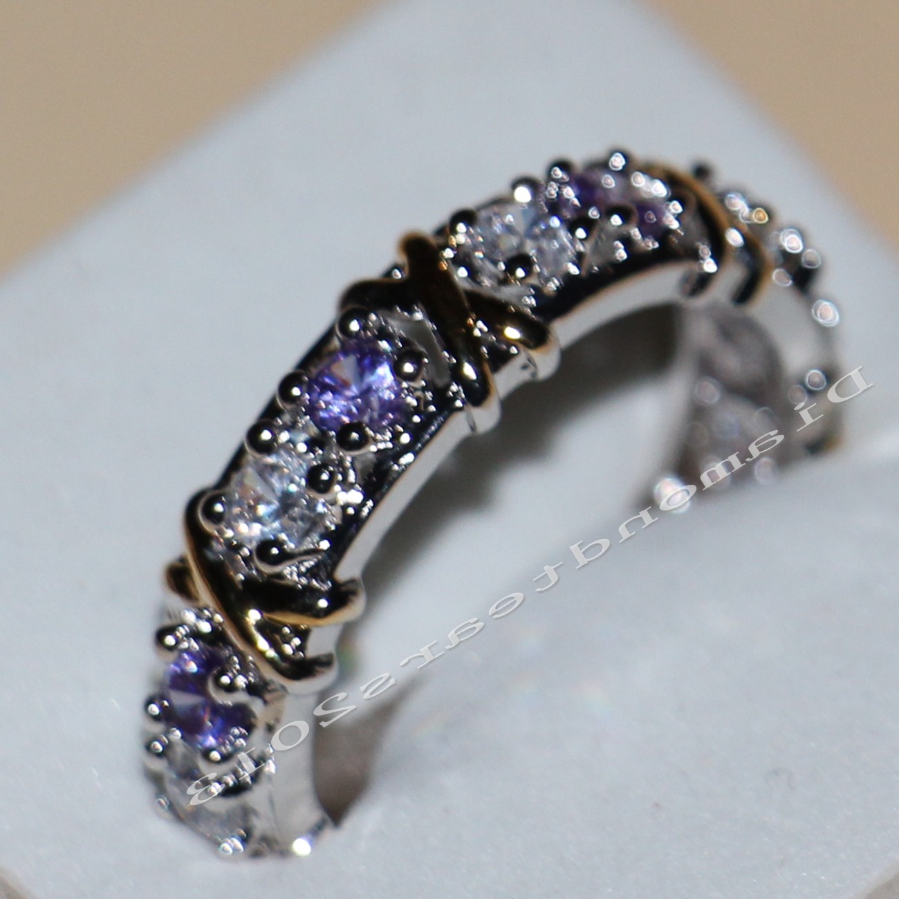 Size 5-11 2016 New Hot Jewelry 2 color 925 sterling silver Amethyst&topaz CZ Diamond Wedding Engagement Band RINGS For Women LOVE GIFT