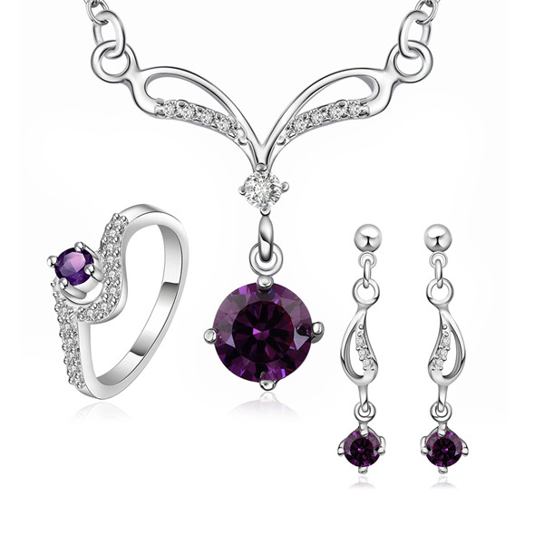 High grade 925 sterling silver Cat's Eye zircon three-piece - White jewelry sets DFMSS717C brand new Factory direct sale wedding 925 silver