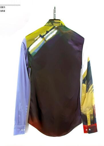 Wholesale-New British Style Fashion Clothing Printed Brand Top Mens Floral Shirt Casual Shirts Men's Cotton Long Sleeve Dress