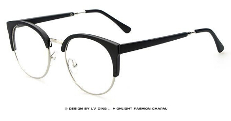 Fashion Cat Eye Half Metal Frame Glasses For Women/Men Retro Vintage Unisex Glasses Big Frame Slim Face Eyewear Glasses