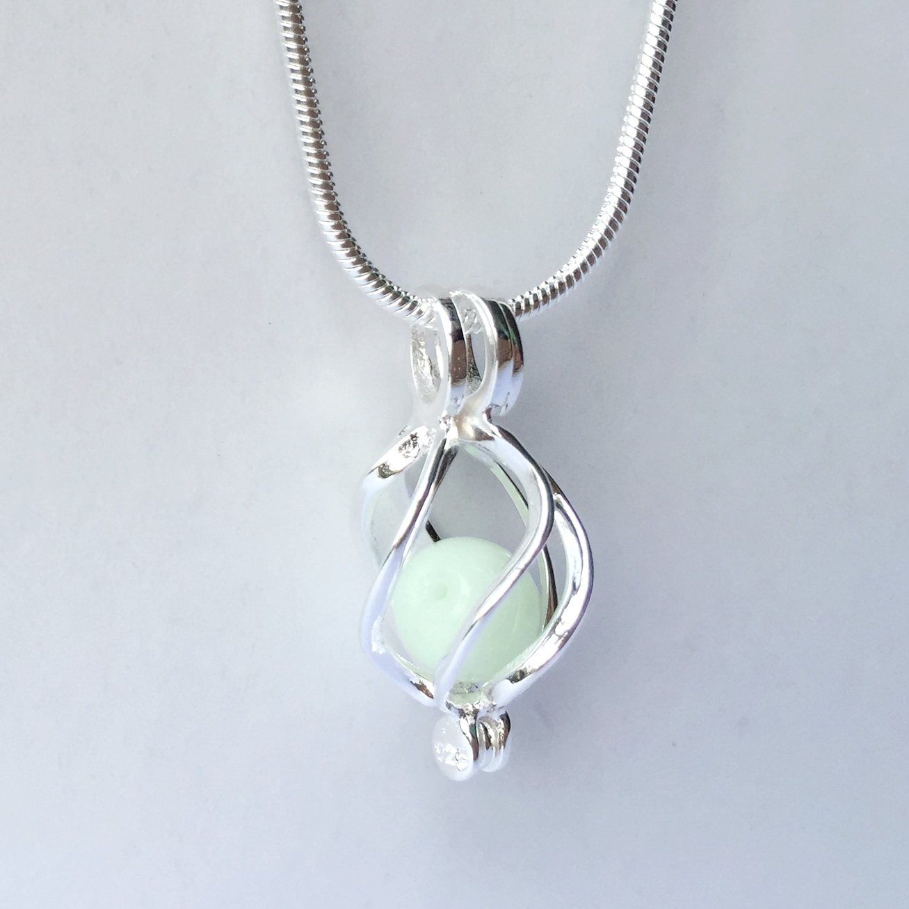 925 Silver ed Cage Locket Sterling Silver Pearl Crystal Gem Bead Cage Pendant Mounting for DIY Fashion Jewellery Charms