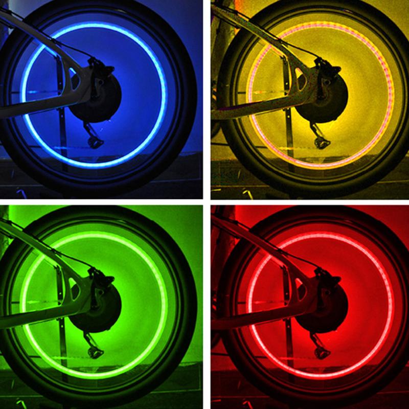 2Pcs LED Bicycle Wheel Tire Valve Light Safety Warning Flashing Diamond Car Lamp Decorate Bike Light Gorgeous Night Tail Light