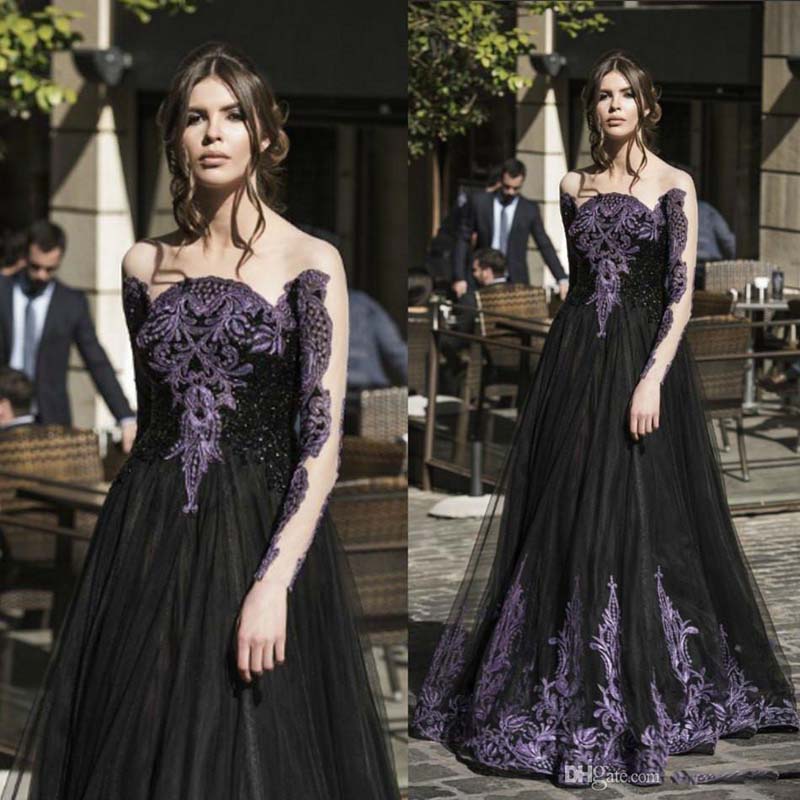 Charming Black And Purple Lace Appliqued Prom Dresses Sheer Neck Illusion Long Sleeves Tulle Evening Gowns Floor Length Formal Wear, Royal blue
Charming Black And Purple Lace Appliqued Prom Dresses Sheer Neck Illusion Long Sleeves Tulle Evening Gowns Floor Length Formal Wear, Royal blue